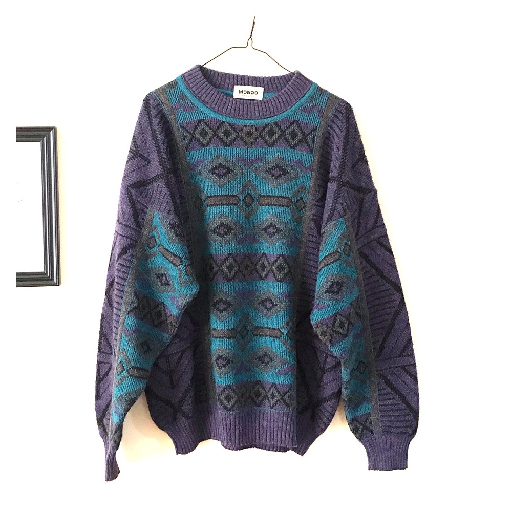 80s vintage oversize pattern dad sweater